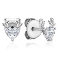 Серебряные серьги-пуссеты Сердце с фианитом (SE00269-E/12/1)
