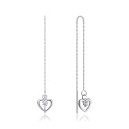 Серебряные серьги-протяжки Сердце с фианитами SE00293-E/12/1