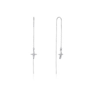 Серебряные серьги-подвески Звездочки с фианитами (SE00360-E/12/1)