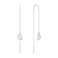 Серебряные серьги-протяжки Сердце с фианитами (SE00535)