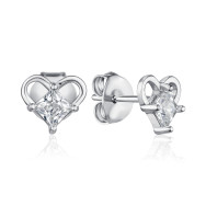 Серебряные пуссеты Сердце с фианитом SE00892-E/12/1
