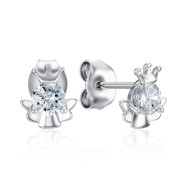 Серебряные серьги-пуссеты Корона с фианитами (SE01492-E/12/1)