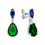 Серебряные серьги с фианитами (SE37175 sap green)