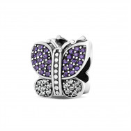 Серебряная бусина шарм Бабочка (П-008ч)