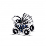 Серебряная бусина шарм Коляска (84723с*)