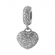 Серебряная бусина шарм Сердце (39093)