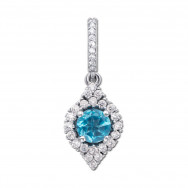 Серебряная подвеска с голубым кварцем и фианитами (3674р)