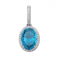Серебряная подвеска с голубым кварцем и фианитами (3681р)