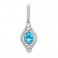 Серебряная подвеска с голубым кварцем и фианитами (3734р)