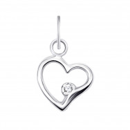 Серебряная подвеска Сердце с фианитом (018П.Rh)