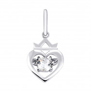 Серебряная подвеска Сердце с фианитом (3878р-CZ)