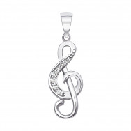 Серебряная подвеска «Скрипичный ключ» с фианитами (70286/12/1/43)