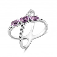 Серебряное кольцо с аметистом и фианитами (1398/1р-AMET)