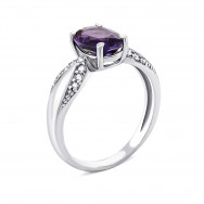 Серебряное кольцо с аметистом и фианитами (1503/1р-AMET)