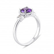 Серебряное кольцо с аметистом и фианитами (1509/1р-AMET)