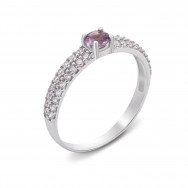 Серебряное кольцо с аметистом и фианитами (1637/9р)