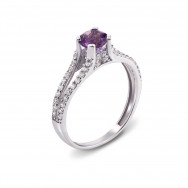 Серебряное кольцо с аметистом и фианитами (1665/9р)