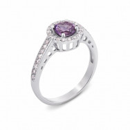Серебряное кольцо с аметистом и фианитами (1691/9р-AMT)