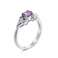 Серебряное кольцо с аметистом и фианитами (Тд0014/ам-R)