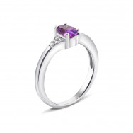 Серебряное кольцо с аметистом и фианитами (Тд0035/ам-R)