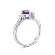 Серебряное кольцо с аметистом и фианитами (Тд0057/ам-R)