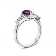 Серебряное кольцо с аметистом и фианитами (Тд0061/ам-R)