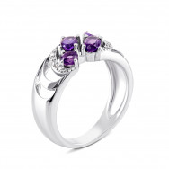 Серебряное кольцо с аметистом и фианитами (Тд0065/ам-R)