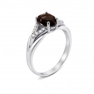 Серебряное кольцо с дымчатым кварцем и фианитами (1937/9р)
