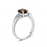 Серебряное кольцо с дымчатым кварцем и фианитами (Тд0062/раух-R)