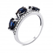 Серебряное кольцо с гидротермальным сапфиром и фианитами (1360/1р-HSPH)