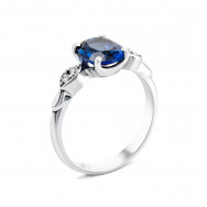 Серебряное кольцо с гидротермальным сапфиром и фианитами (1486/1р-HSPH)