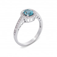 Серебряное кольцо с голубым топазом и фианитами (1691/9р)