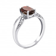 Серебряное кольцо с гранатом и фианитами (1503/1р-GARN)