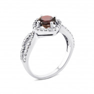 Серебряное кольцо с гранатом и фианитами (1521/1р-GARN)