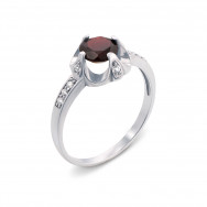 Серебряное кольцо с гранатом и фианитами (1615/9р)