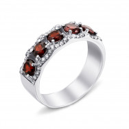 Серебряное кольцо с гранатом и фианитами (1630/9р)