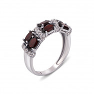 Серебряное кольцо с гранатом и фианитами (1632/9р)