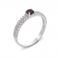 Серебряное кольцо с гранатом и фианитами (1637/9р)
