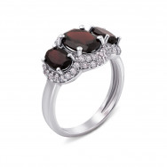 Серебряное кольцо с гранатом и фианитами (1658/9р)