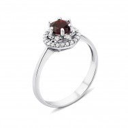 Серебряное кольцо с гранатом и фианитами (1727/9р)