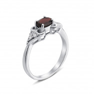 Серебряное кольцо с гранатом и фианитами (Тд0014/гр-R)