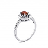 Серебряное кольцо с гранатом и фианитами (Тд0051/гр-R)