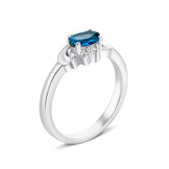 Серебряное кольцо с лондон-топазом и фианитами (Тд0038/топld-R)