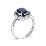 Серебряное кольцо с сапфиром и фианитами (1526чб/1р-NSPH)