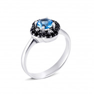 Серебряное кольцо с танзанитом и фианитами (1540чб/1р-QTANZ)