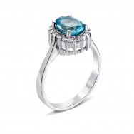 Серебряное кольцо с топазом и фианитами (Тд0010/топsw-R)