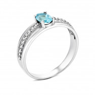 Серебряное кольцо с топазом swiss и фианитами (1253/1р-TSWB)