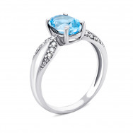 Серебряное кольцо с топазом swiss и фианитами (1503/1р-TSWB)