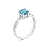 Серебряное кольцо с топазом swiss и фианитами (Тд0033-R/12/5388)