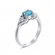 Серебряное кольцо с топазом swiss и фианитами (Тд0014/топsw-R)